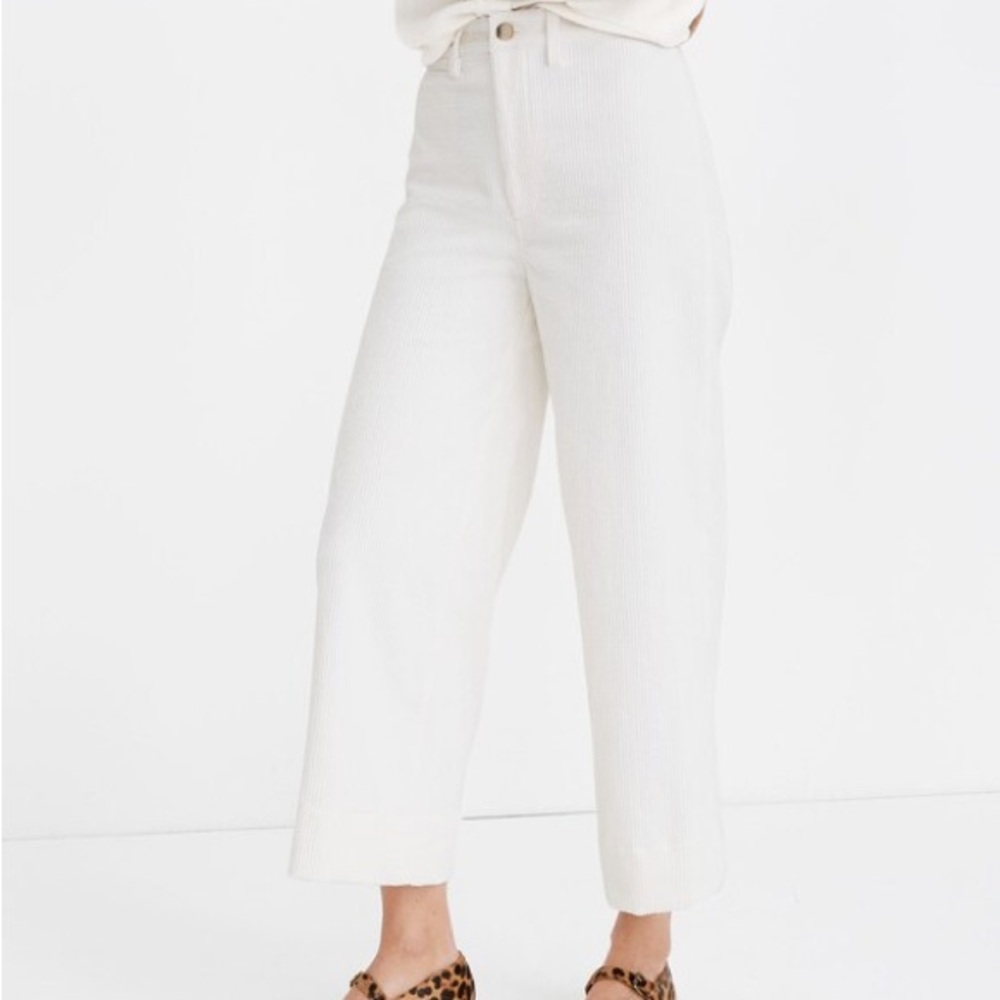 Madewell Emmet Wide Leg Crop White Pants Corduroy size 27